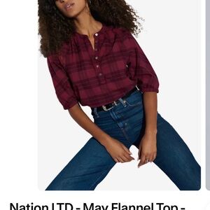 Nation LTD Red Plaid Button-Up Blouse